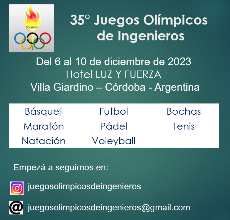 35° edición de los JUEGOS OLÍMPICOS DE INGENIEROS